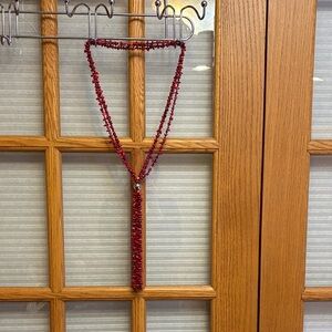 EUC Elegant Red Beaded Statement Necklace